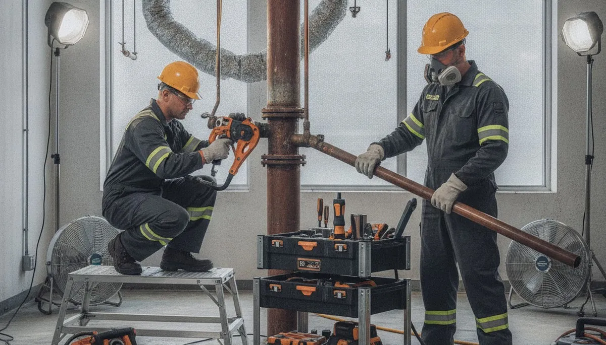 Lancaster, PA emergency plumber repairing burst pipe for fast residential plumbing service