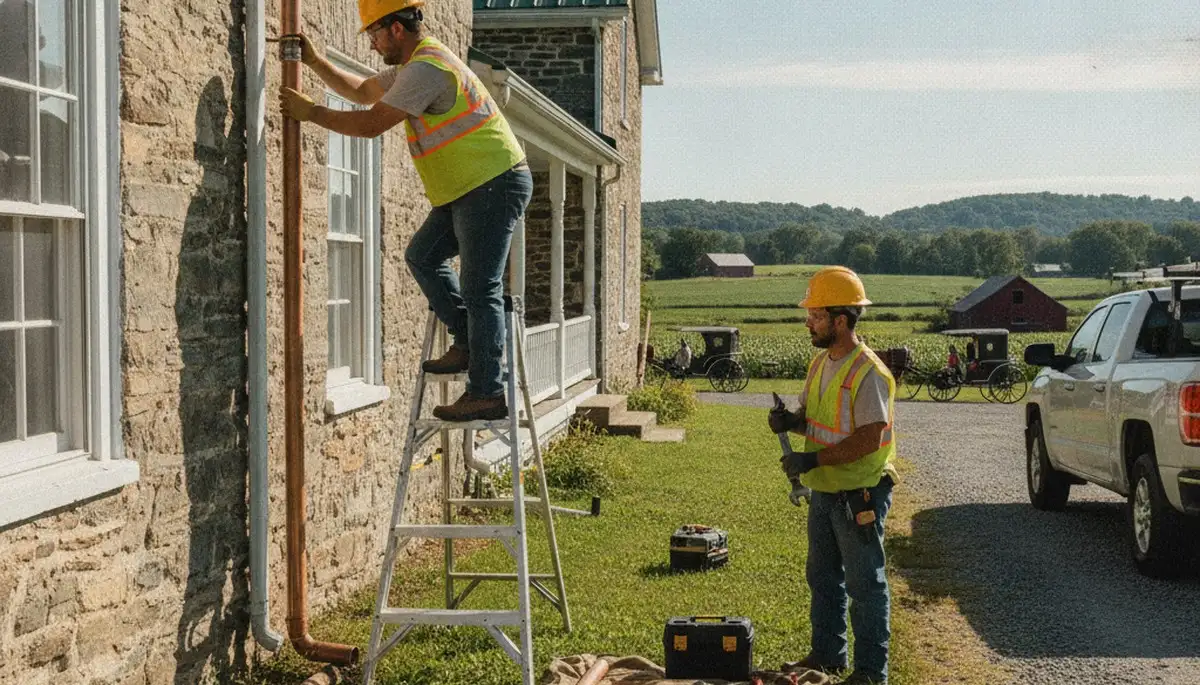 Lancaster, PA plumber repairing a residential pipe for a plumbing service call