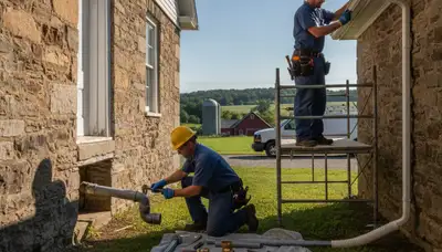 Plumber repairing a pipe in Lancaster, PA for fast residential plumbing service