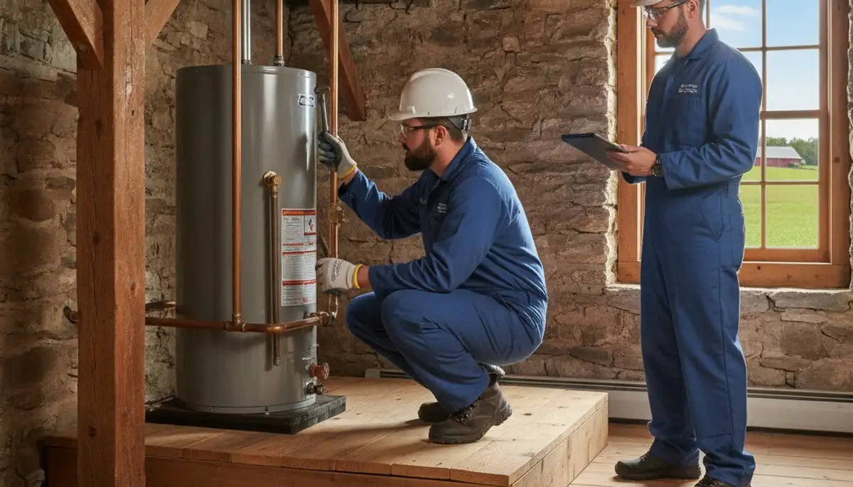 Lancaster, PA plumbing repair technician fixing a residential pipe leak