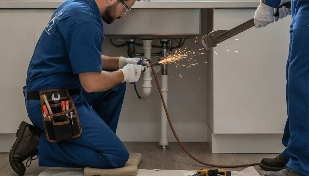 Lancaster, PA plumber repairing a residential pipe for same-day plumbing service