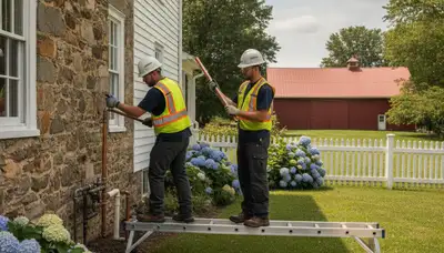 Lancaster, PA plumber repairing a pipe for plumbing service at a residential property