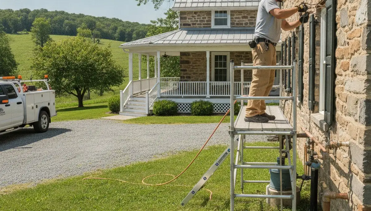 Lancaster, PA plumber repairing a residential pipe leak for fast plumbing service