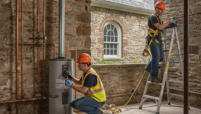 Plumber repairing a leak in Lancaster, PA for local plumbing repair service