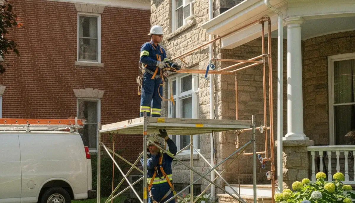 Lancaster, PA plumber repairing a residential pipe for local plumbing service
