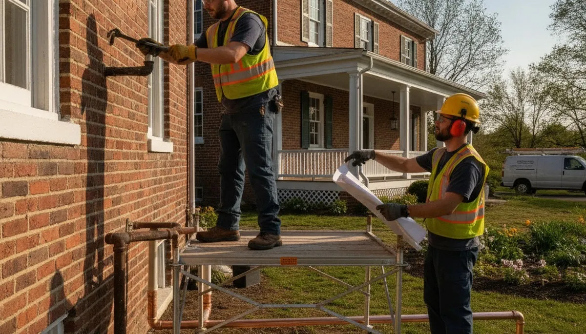 Lancaster, PA plumber repairing a residential pipe for plumbing service