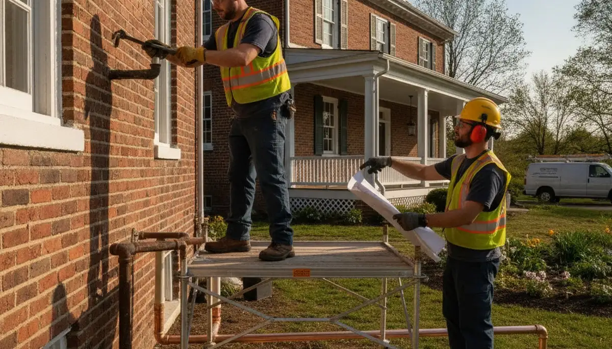 Lancaster, PA plumber repairing a residential pipe for plumbing service
