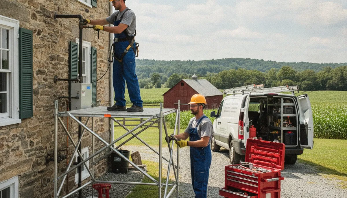 Lancaster, PA plumber repairing a pipe for a plumbing service call
