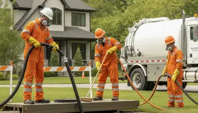 Lancaster, PA plumber cleaning a septic tank for reliable home plumbing maintenance