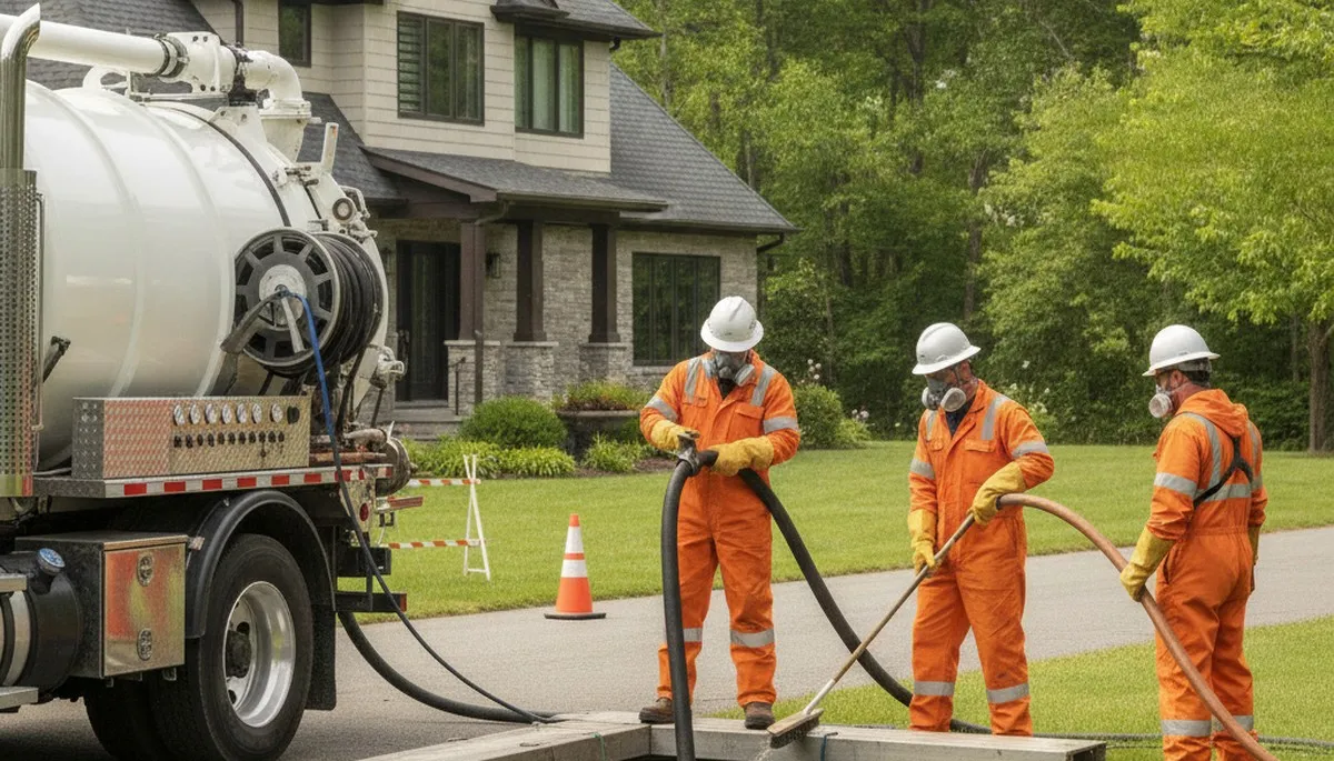 Lancaster, PA plumber cleaning a septic tank for reliable home septic maintenance