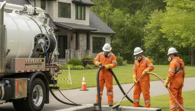 Lancaster, PA plumber cleaning a septic tank for reliable home septic maintenance