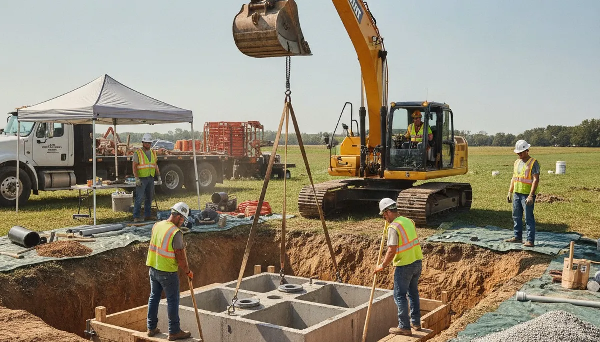 Septic tank installation in Lancaster, PA for a home by a professional plumber